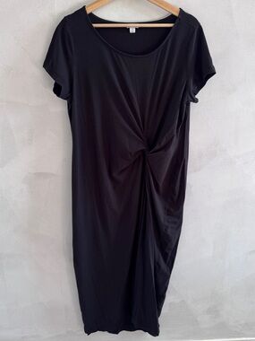 Cuyana - Black Twist-Front Midi Dress